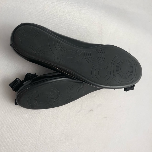 Coach Poppy Caper black patent leather ballet flats with ribbon gunmetal detail - Picture 7 of 12